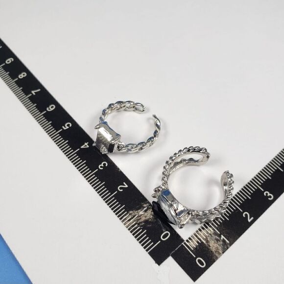 Brand New Silver Top Fashion With Black Stone Couple Rings - Picture 5 of 5